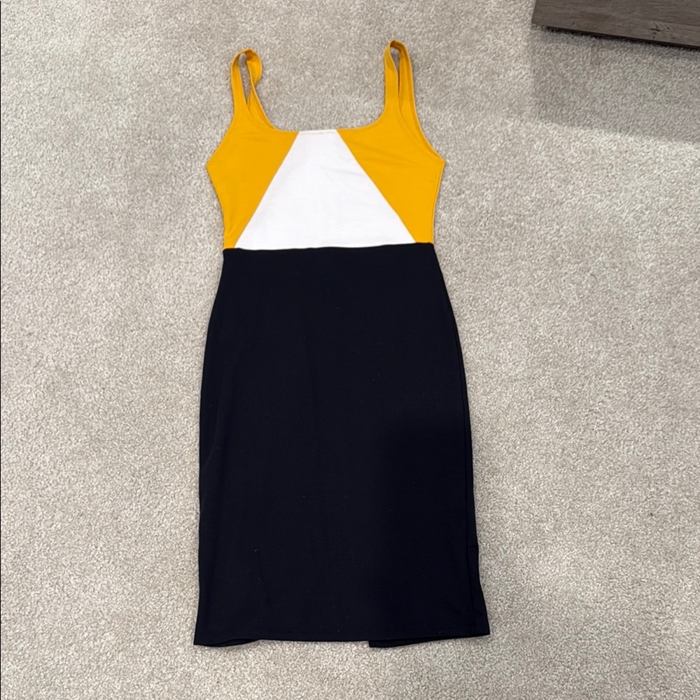 Colorblock Sleeveless Dress - Black, White, and Yellow